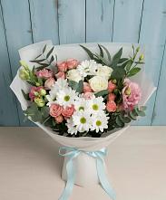 Букет цветов из:  Розы, Лизиантусы и Хризантемы в Любани