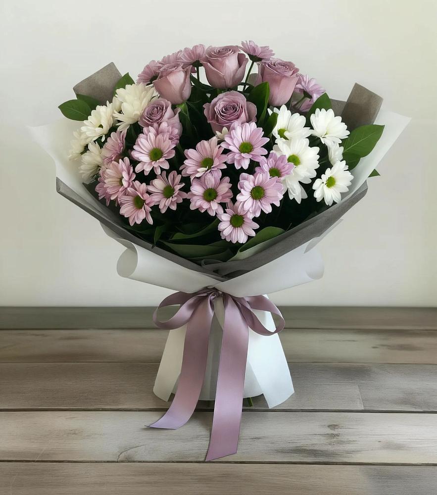 Букет цветов из: Хризантемы и Розы в Любани