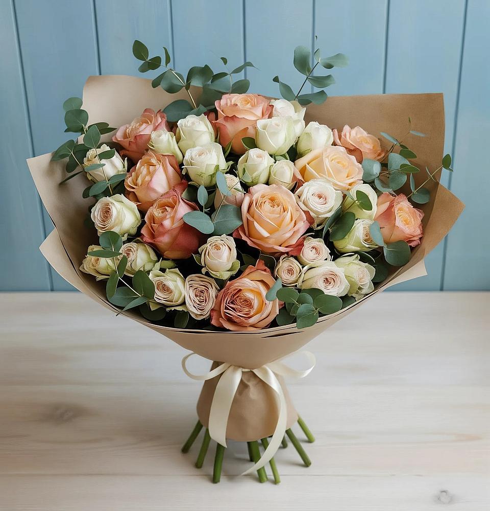 Букет цветов из: Альстромерии и Розы в Любани