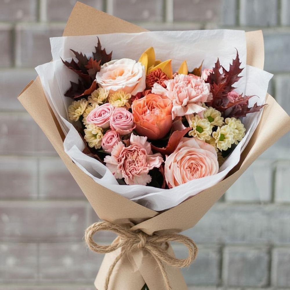 Букет цветов из: Гвоздики, Хризантемы и Розы в Любани