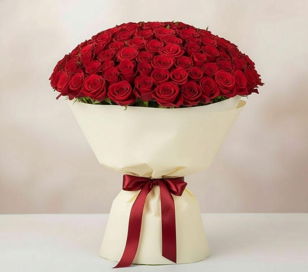 Букет 101 Красная роза Милано в Любани