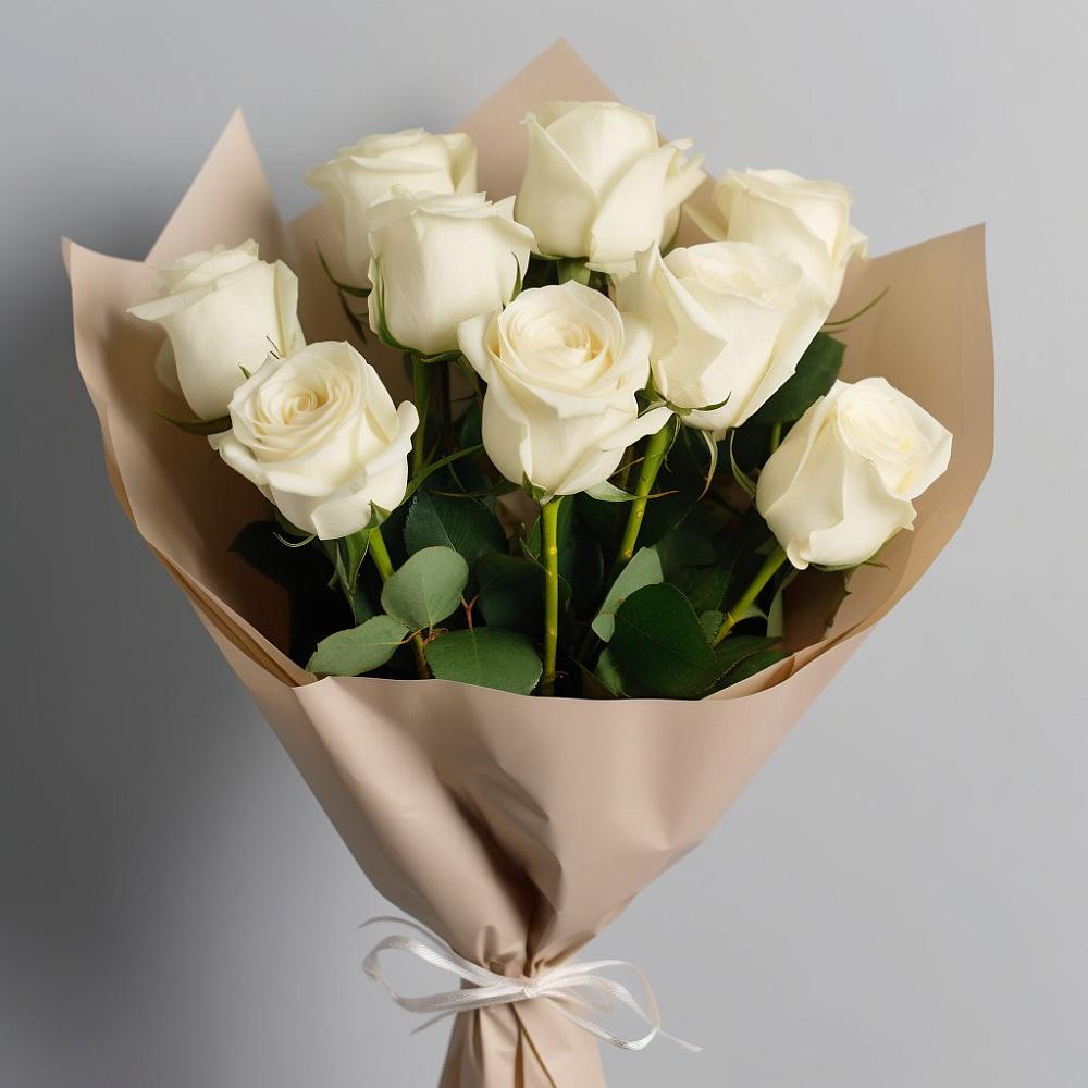 Букет 9 Белых роз Эдлесс Лав в Любани