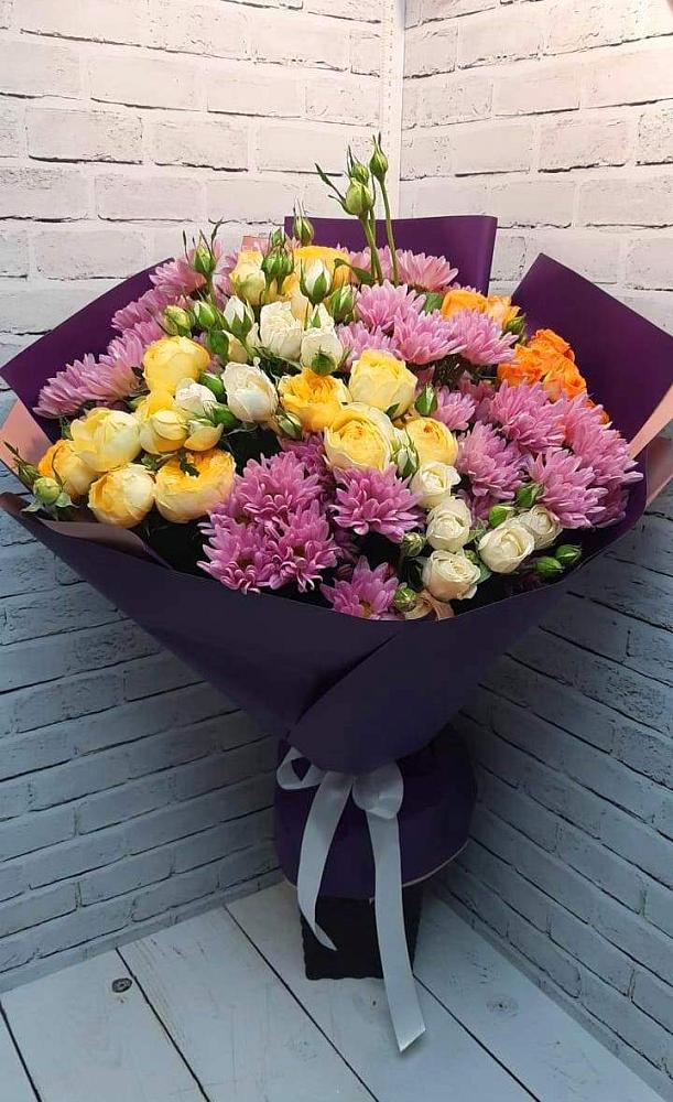 Букет цветов из: Хризантемы и Розы в Любани