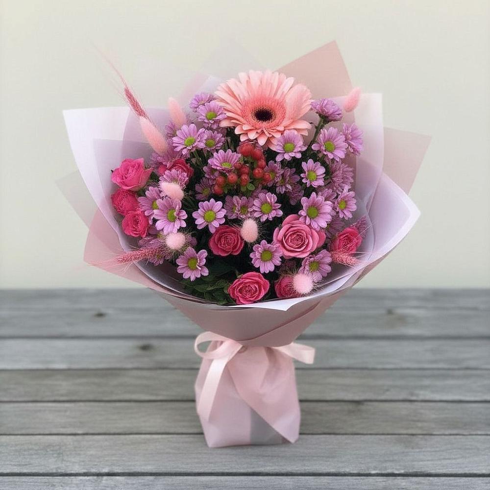 Букет цветов из: Розы, Герберы и Хризантемы в Любани