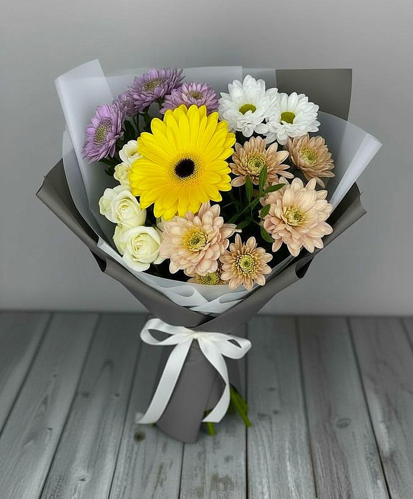 Букет цветов из: Розы, Герберы и Хризантемы в Любани