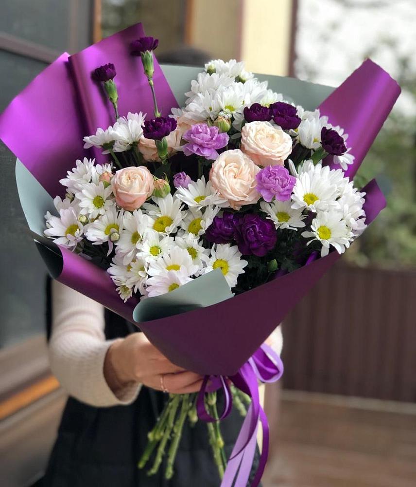 Букет цветов из: Хризантемы, Гвоздики и Розы в Любани