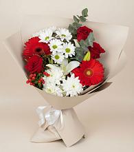 Букет цветов из:  Розы, Хризантемы, Герберы и Лилии в Любани