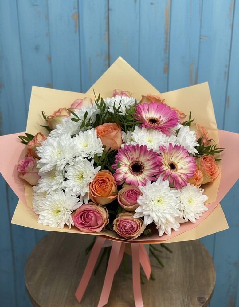 Букет цветов из: Розы, Герберы и Хризантемы в Любани