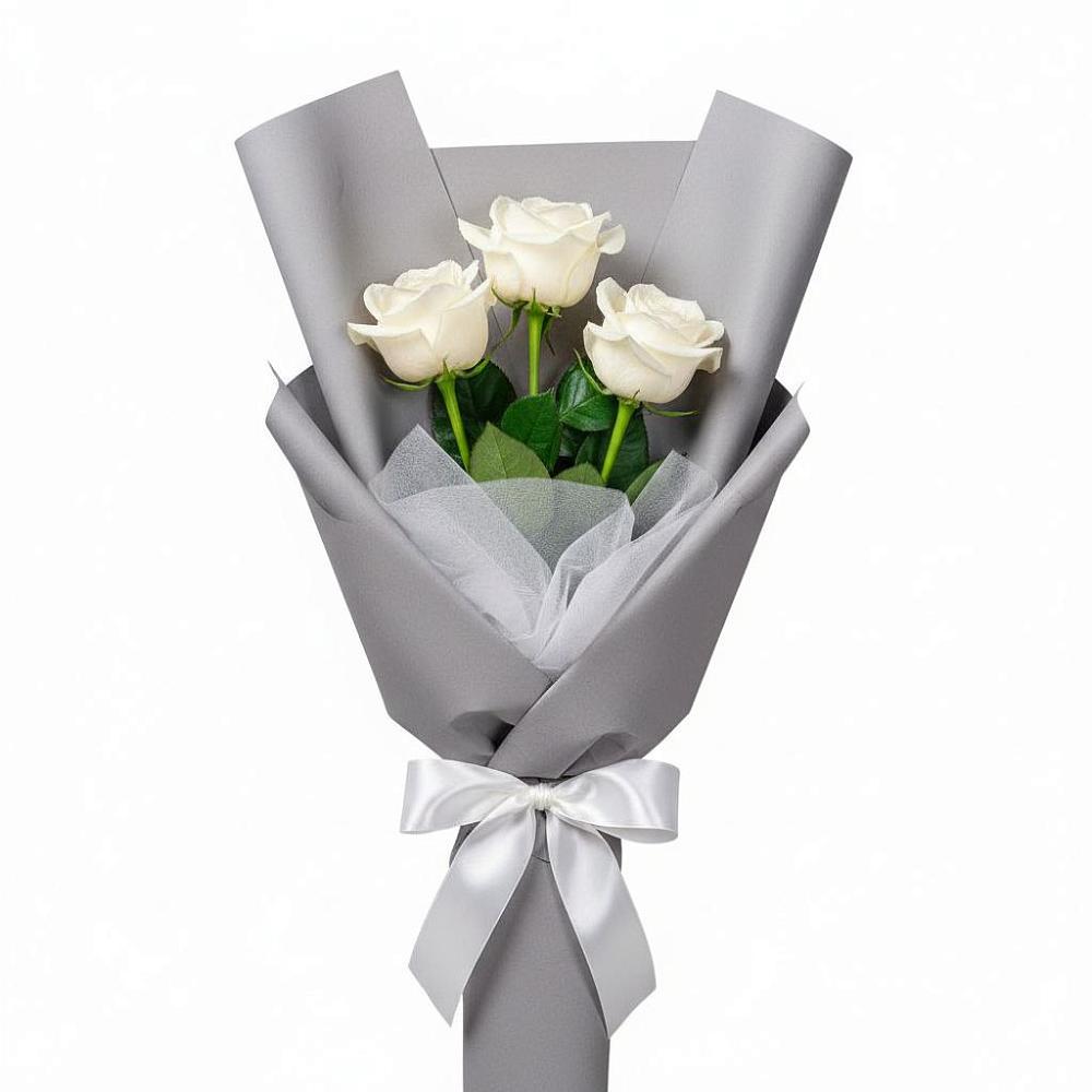 Букет 3 белые розы в Любани