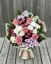Букет цветов из:  Альстромерии, Гвоздики, Розы и Хризантемы в Любани