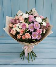 Букет цветов из:  Хризантемы, Розы и Альстромерии в Любани